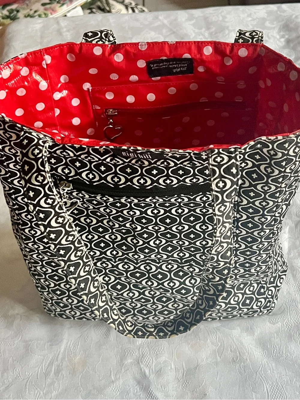Gigi Hill Los Angeles Black & White Geometric Patterned Tote Bag